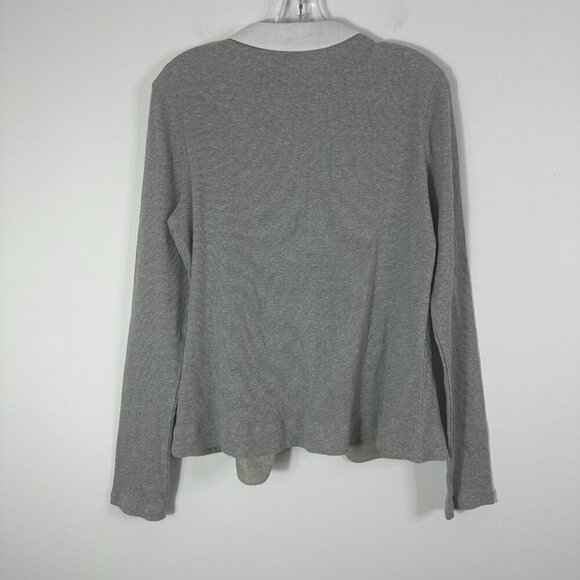 New J. Peterman Women's Size XL Gray Single Button Front V Neck Shirt Cardigan - Picture 10 of 12